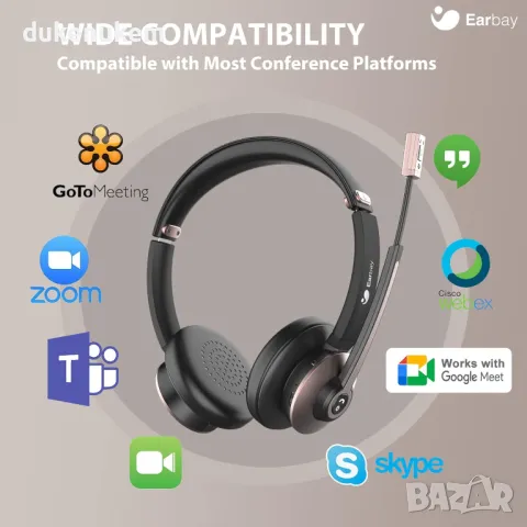 НОВИ! Earbay Bluetooth слушалки с микрофон, Noise Canceling с USB ключ, снимка 4 - Слушалки и портативни колонки - 47921122