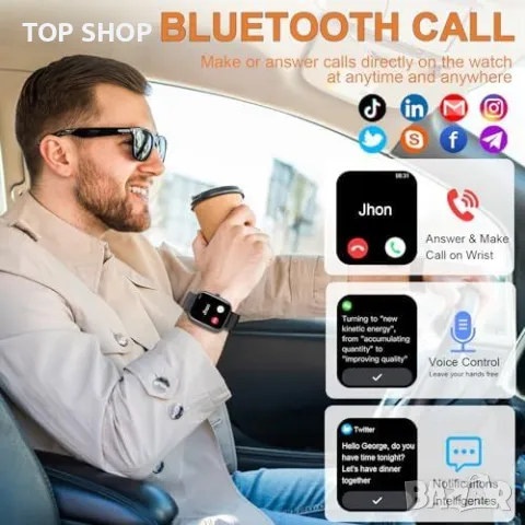 Нов Многофункционален смарт часовник с пулсомер известия Bluetooth, снимка 4 - Смарт гривни - 49658532