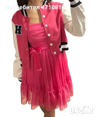 Розова рокля от тюл и яке, снимка 4 - Рокли - 53123260