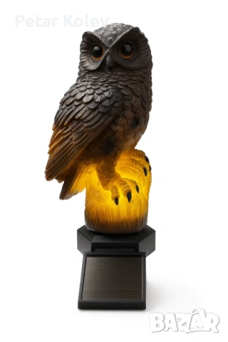 LED Соларна лампа Бухал - Соларна градинска лампа Бухал 15см -Бухал -45 цяла дължина на стълб, снимка 6 - Външни лампи - 53402084