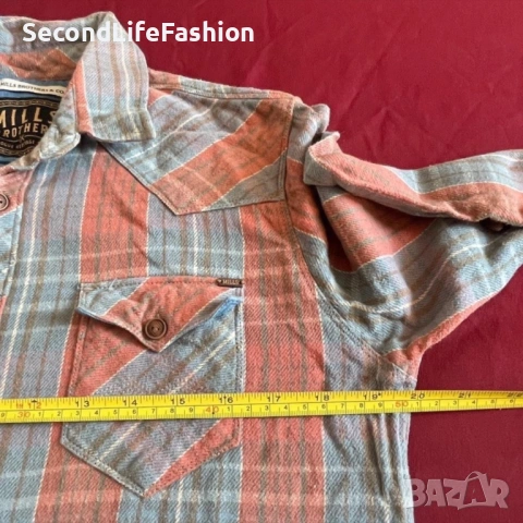 Mills Brothers мъжка риза каре Размер S, снимка 4 - Ризи - 53958982