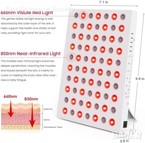 Ново LED устройство за грижа за кожата с червена и IR светлина 660/850nm, снимка 5 - Други - 52496020