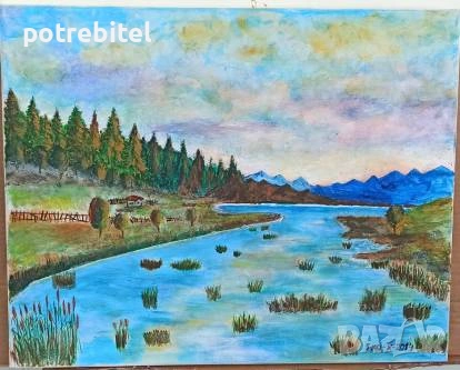 Картина - Изгрев на планинското езеро 