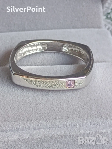 Сребърен унисекс пръстен с натурален Розов Сапфир , снимка 2 - Пръстени - 51460799