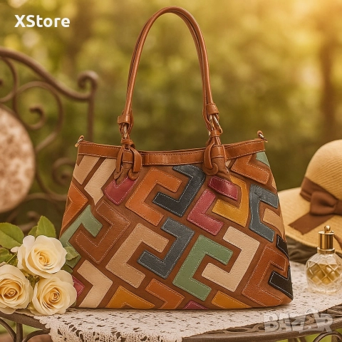 Дамска чанта с многоцветен дизайн – простор, организация и стил в едно, снимка 7 - Чанти - 52585772