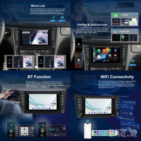 Мултимедия, Mercedes, E Class, Двоен дин, Мерцедес, W211, E200, E220, E270, Е320, Android, CLK клас, снимка 4 - Аксесоари и консумативи - 50311477