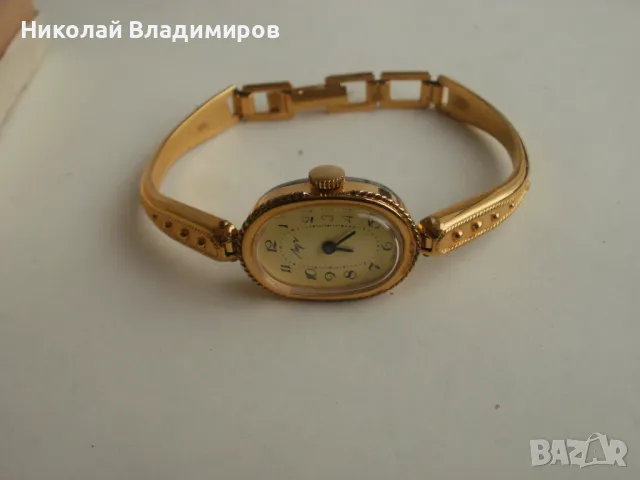 Руски дамски ръчен часовник позлатен, снимка 4 - Дамски - 49874505