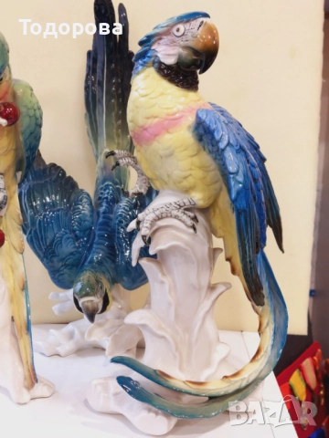 Порцеланова фигура-лот папагали фирма ЕНС (ENS) Германия-Тюрингия, снимка 5 - Колекции - 52151772