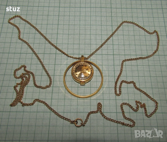 Дамски механичен часовник Чайка, за врат, колие, позлатен, снимка 5 - Антикварни и старинни предмети - 52952611