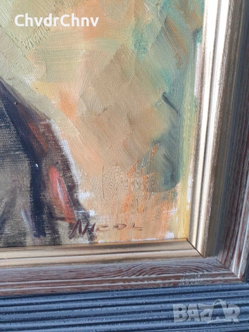 Nicol 65х55см/картина масло върху платно/женски портрет/момиче в народна носия/дървена рамка, снимка 7 - Картини - 52364358