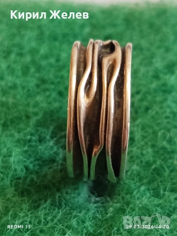 Дизайнерски сребърен пръстен тип халка Ретро Арт бижу 52907, снимка 5 - Пръстени - 54014504