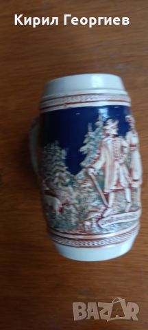 Оригинална стара керамична халба за бира с релефни орнаменти Gerz West Germany , снимка 1 - Чаши - 46053742