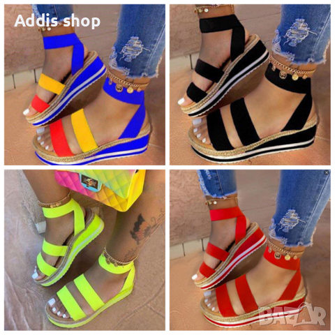 Ежедневни дамски сандали с кръстосана каишка в бонбонени цветове, 4цвята 