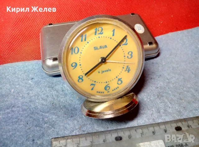 SLAVA 8 JEWELS MADE in USSR Стар КОЛЕКЦИОНЕРСКИ РУСКИ МЕХАНИЧЕН БУДИЛНИК СЛАВА 25904, снимка 1 - Антикварни и старинни предмети - 47656811