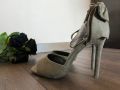 Сандали на ток с панделка, снимка 1 - Дамски обувки на ток - 45220664