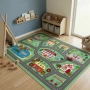 Детски килим "Моят Град" 120х160см – Зелен с Училище, Парк и Пътища, Противоплъзгащ и Миещ се, снимка 5