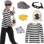 Нов Костюм крадец за деца с маска и аксесоари за Хелоуин торба банкноти, снимка 1