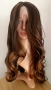 Парти тъмно кафява синтетична перука с руси кичури, на път, 65 см, снимка 4