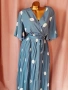 3XL Синя,дълга рокля солей на бели точки, снимка 5