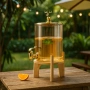 Голям диспенсър за напитки 8L с дървена стойка и златист кран, снимка 2