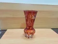 стара кристална ваза цветен червен кристал Бохемия , снимка 3