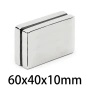 Неодимов магнит 60x40x10mm N52 2600Gs 160гр правоъгълен | moqtmagazin.com, снимка 2