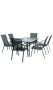 конплект Градинска маса  за 6 човека стомана/стъкло, 150 x 90 x 71 cm, 6 стола нови от Германия , снимка 1 - Градински мебели, декорация  - 45947884