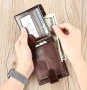 Мъжки луксозен и защитен, тъмнокафяв голям кожен портфейл!, снимка 9