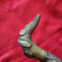 Антикварен бастун сребро рог от носорог, снимка 3 - Колекции - 44968740