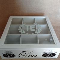 Дървена кутия за пакетчета чай, снимка 1 - Декорация за дома - 45126671