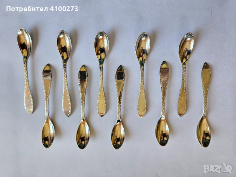 Сребърни лъжички за кафе 10 бр - .835 сребро, снимка 1
