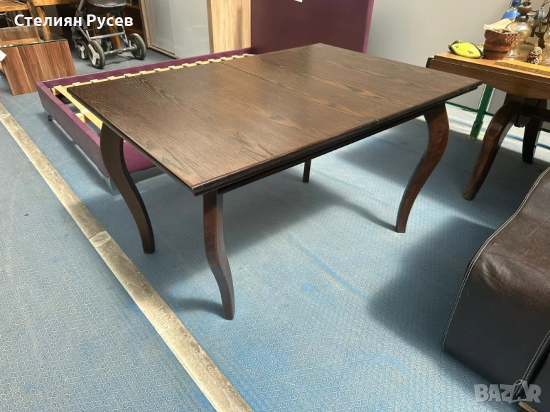 0208    трапезна разтегателна дърво + мдф маса 90/130 см -цена   лв           тб - дървен материал, , снимка 1