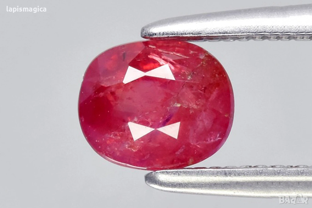 Розовочервен рубин -0.71ct нетретиран 5.2x4.5mm cushion шлифовка, снимка 1