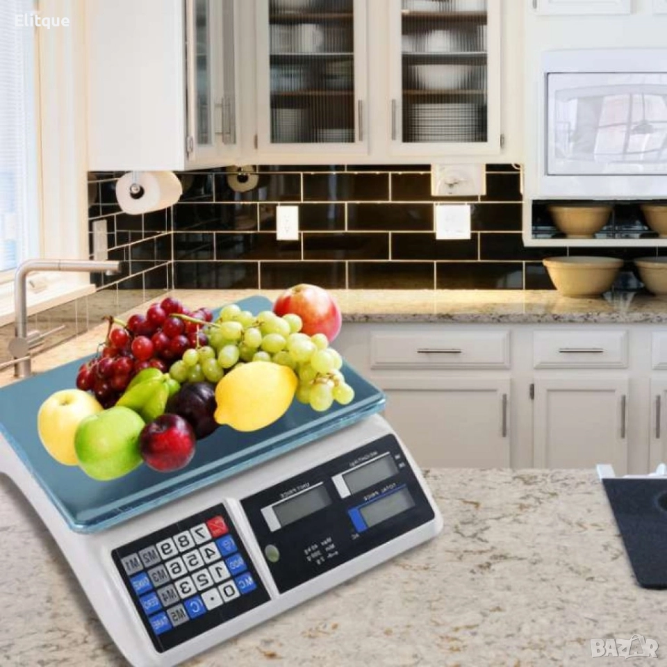 Кухненска везна с калкулатор, 40 кг., LCD екран, водоустойчива платформа, снимка 1