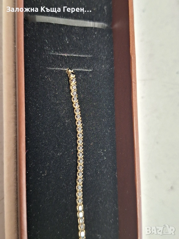 Златна Гривна с черни Циркони - 14к. - 2,30гр., снимка 1