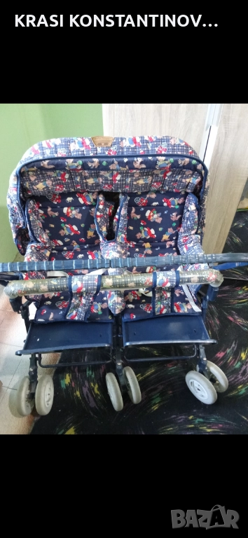 Количка за близнаци, поръчкова изработка, запазена,широка и удобна , снимка 1