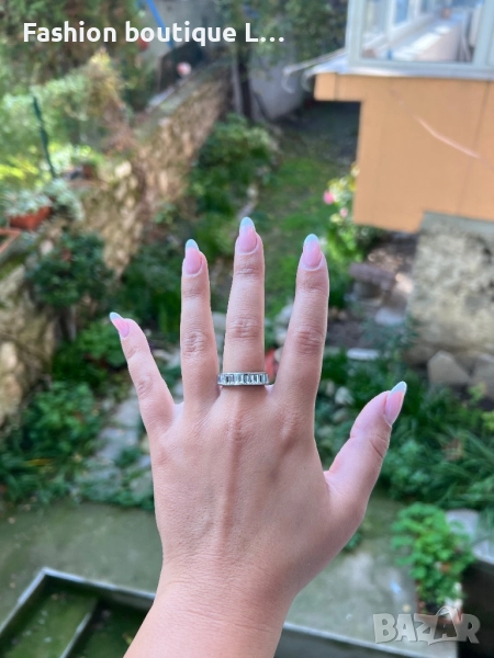 Сребрист дамски пръстен с блестящи камъчета ❤️, снимка 1