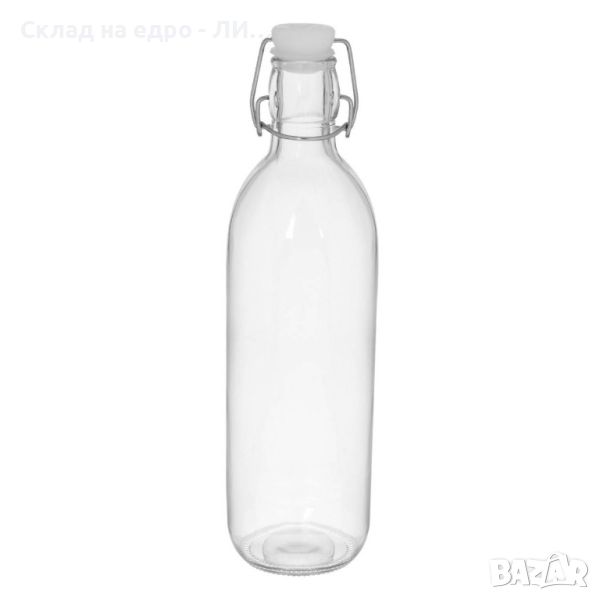 Стъклена бутилка Liberta, Херметическа капачка, 1 литър, 8 х 31 см, снимка 1