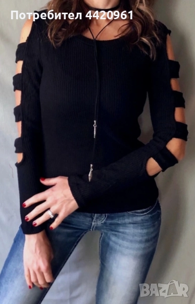 Дамска блуза с ефектни ръкави, снимка 1