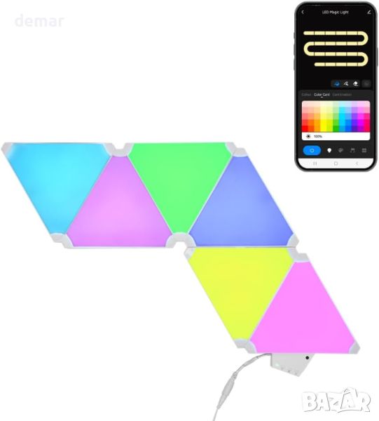 ValueLights Smart RGBIC триъглни панели, DIY LED светлини, 6 броя, снимка 1
