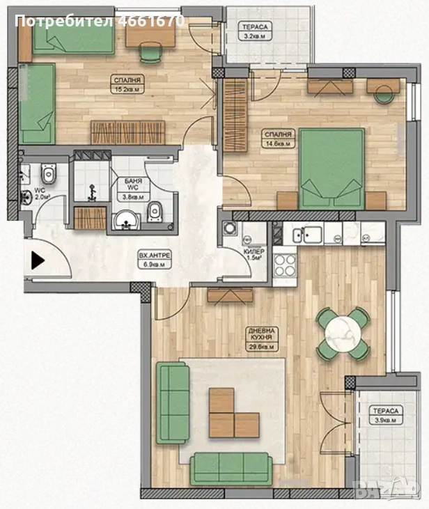 Тристаен апартамент в Кършияка! , снимка 1