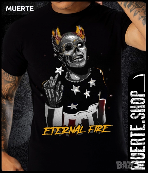 Черна тениска с щампа KEITH FLINT ETERNAL FIRE, снимка 1