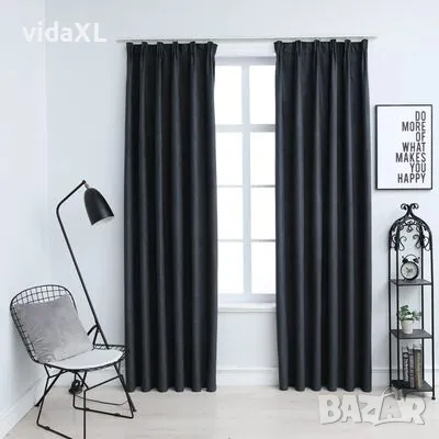 vidaXL Затъмняващи завеси с куки, 2 бр, антрацит, 140x175 см（SKU:134461）, снимка 3 - Пердета и завеси - 48636365