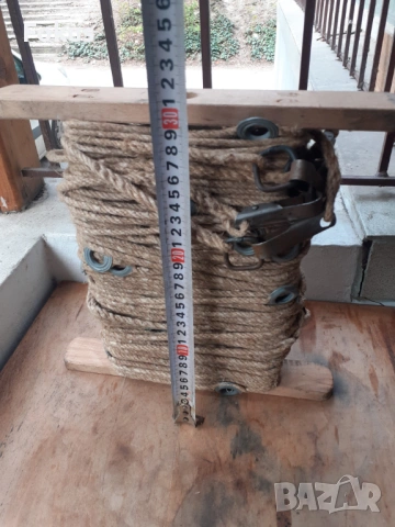Старо военно сапьорско конопено въже с халки и карабинки, снимка 7 - Антикварни и старинни предмети - 54183125