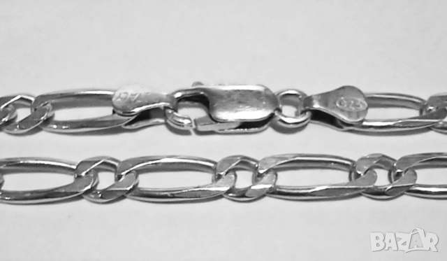 Сребърен синджир плетка тип 1+Картие (1+Фигаро), снимка 2 - Колиета, медальони, синджири - 52877829