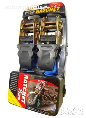 Колани за укрепване на багаж до 1.5т, 2броя, Въже за багаж с притягане, С тресчотка - 254047, снимка 2 - Аксесоари и консумативи - 52085099