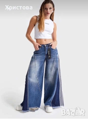 Страхотни дънки с бели кантове, снимка 2 - Дънки - 53891119