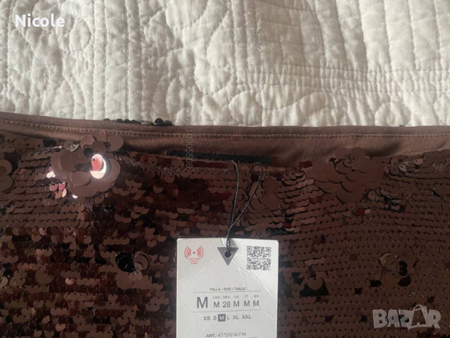 Пола с паети и цветя, ZARA нова, снимка 11 - Поли - 53415915