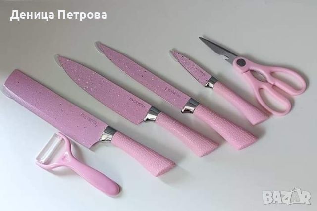 Комплект от 6 цветни кухненски ножове., снимка 1 - Сервизи - 46169613