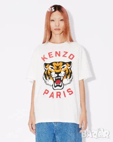 KENZO White Lucky Tiger Logo Print Relaxed Fit Мъжка / Дамска Тениска size M (L), снимка 8 - Тениски - 47313998